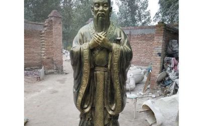 學(xué)校古代名人至圣先師孔子玻璃鋼仿銅雕