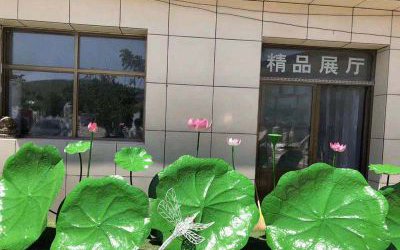 景區玻璃鋼彩繪仿真植物荷葉荷花雕塑
