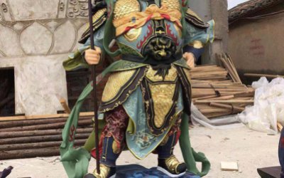 廟宇玻璃鋼彩繪多聞天王雕塑