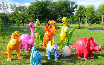 景區(qū)戶外玻璃鋼彩繪卡通恐龍雕塑