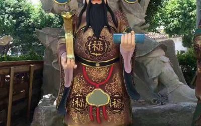 寺廟福星玻璃鋼彩繪福祿壽雕塑