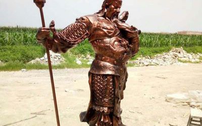 玻璃鋼仿銅戶外大型景觀武財神關公雕塑