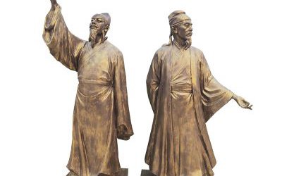 學校古代著名詩人玻璃鋼仿銅李白雕塑