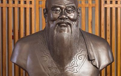 學(xué)校玻璃鋼仿銅儒家學(xué)派創(chuàng)始人孔子雕塑肖像