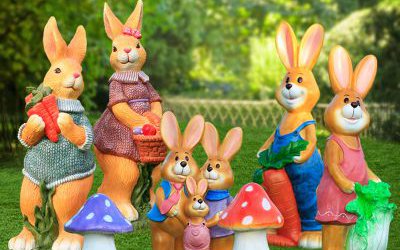 農(nóng)場玻璃鋼卡通彩繪兔子雕塑