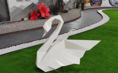 商廈創(chuàng)意抽象玻璃鋼幾何白天鵝雕塑