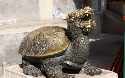 寺廟庭院玻璃鋼仿銅龍龜雕塑