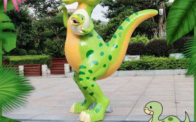 霸王龍戶外園林玻璃鋼卡通恐龍雕塑