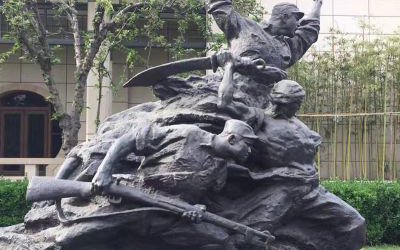 景區(qū)玻璃鋼仿銅浴血奮戰(zhàn)的八路軍戰(zhàn)士雕塑