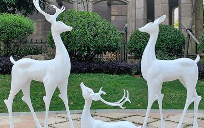 別墅小區玻璃鋼卡通梅花鹿雕塑