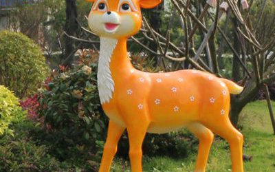 公園站立的玻璃鋼彩繪梅花鹿雕塑