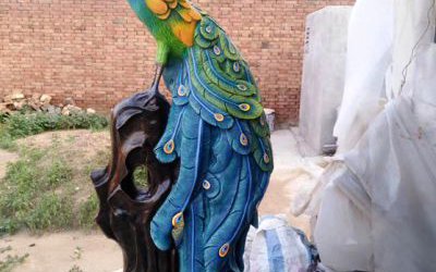 商場(chǎng)景區(qū)玻璃鋼彩繪仿真動(dòng)物孔雀雕塑