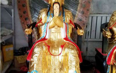 玻璃鋼彩繪地官寺廟地官雕塑