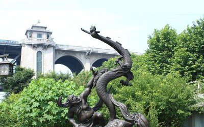 廣場(chǎng)花園擺放大禹治水玻璃鋼仿銅雕塑