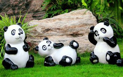 學校小區公園廣場卡通熊貓玻璃鋼雕塑