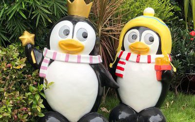 花園卡通企鵝雕塑戶外草坪美陳裝飾品擺件