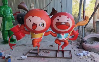 景區(qū)園林廣場玻璃鋼卡通水果公仔櫻桃雕塑