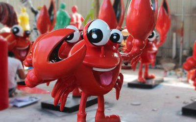 商店玻璃鋼卡通龍蝦雕塑擺件