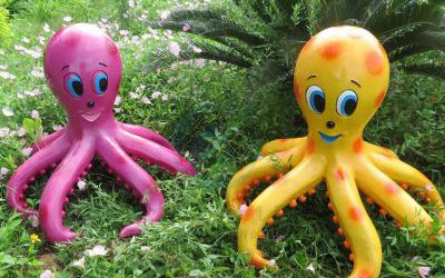 戶外草坪玻璃鋼卡通可愛的章魚雕塑擺件